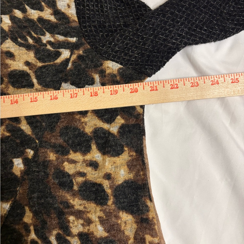 Ali Miles XL Patchwork Leopard Print Tunic Top Mixed Media Artsy Boho - Picture 4 of 8